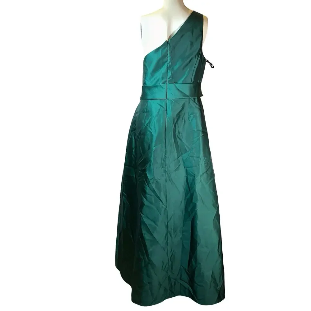 ALFRED SUNG One-Shoulder Emerald Green Maxi Dress - Picture 3 of 4